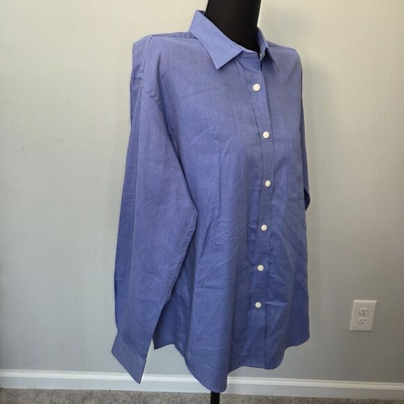 Blue Check Button Down Shirt Cutter & Buck Long Sleeve Women MEDIUM 100% Cotton - Picture 13 of 14